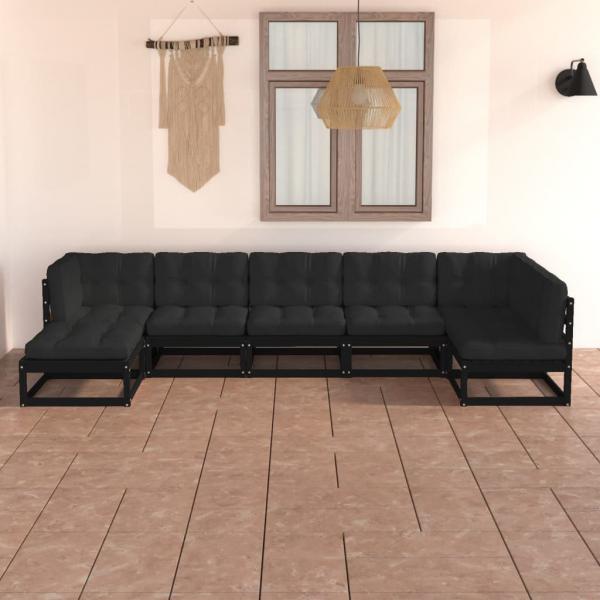 ARDEBO.de - 7-tlg. Garten-Lounge-Set mit Kissen Massivholz Kiefer