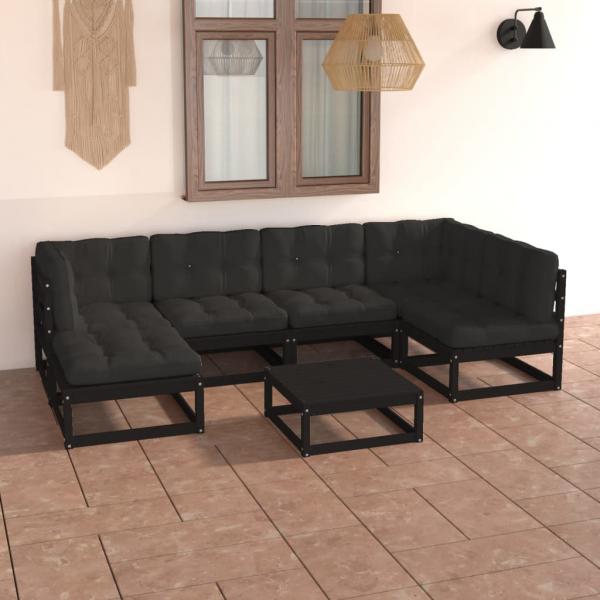 ARDEBO.de - 7-tlg. Garten-Lounge-Set mit Kissen Massivholz Kiefer