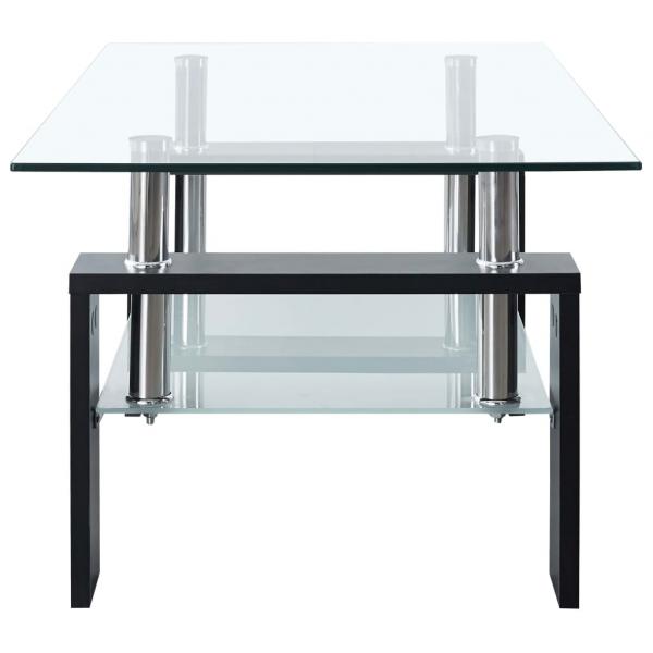 Couchtisch Schwarz Transparent 95x55x40 cm Hartglas