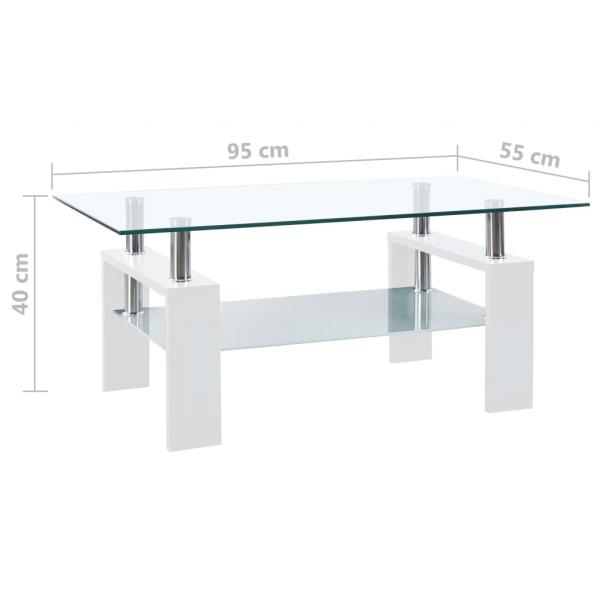 Couchtisch Weiß Transparent 95x55x40 cm Hartglas