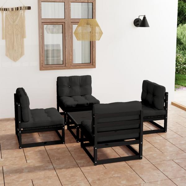 ARDEBO.de - 5-tlg. Garten-Lounge-Set mit Kissen Massivholz Kiefer