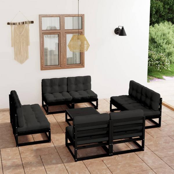 ARDEBO.de - 9-tlg. Garten-Lounge-Set mit Kissen Massivholz Kiefer