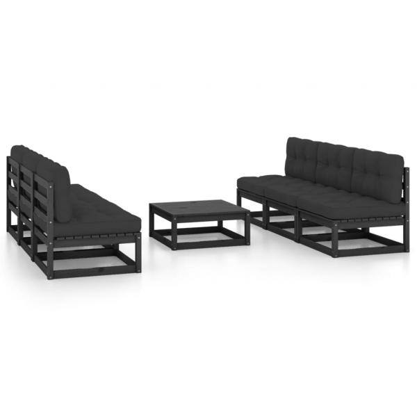 ARDEBO.de - 7-tlg. Garten-Lounge-Set mit Kissen Massivholz Kiefer