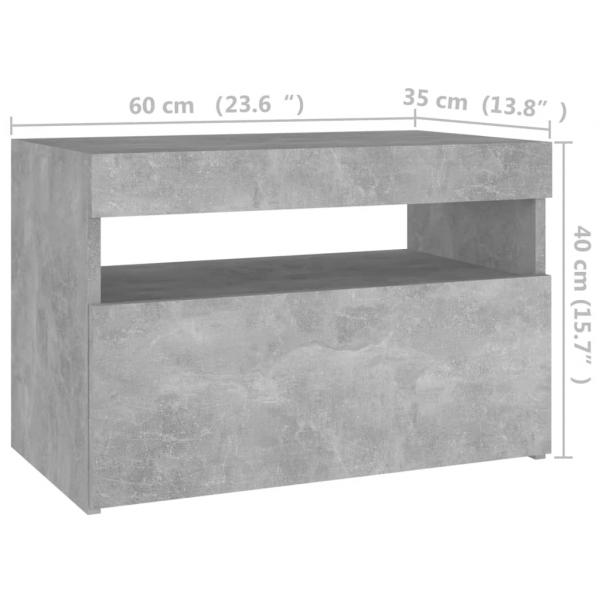 Nachttische mit LED-Leuchten 2 Stk. Betongrau 60x35x40 cm