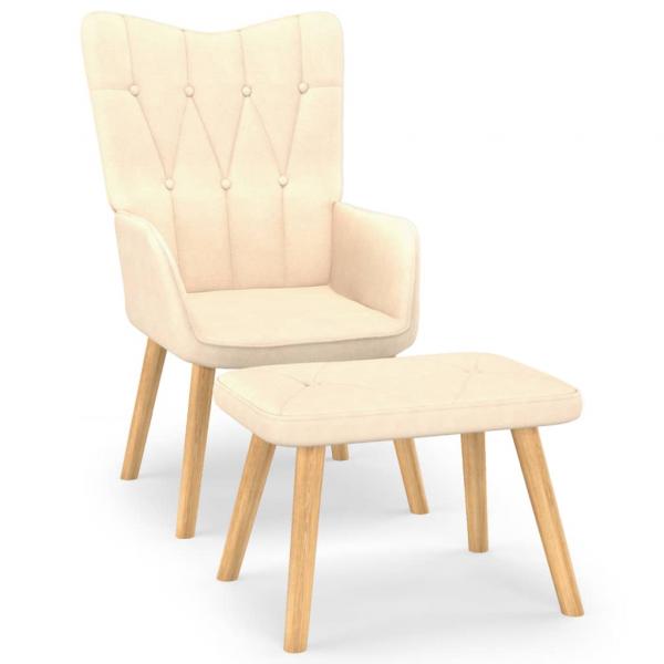 ARDEBO.de - Relaxsessel mit Hocker Creme Stoff