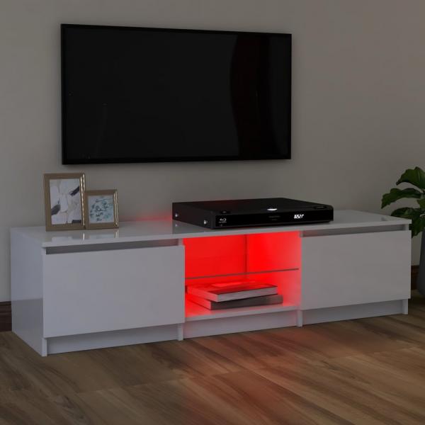 TV-Schrank mit LED-Leuchten Hochglanz-Weiß 120x30x35,5 cm