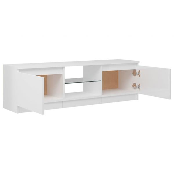 TV-Schrank mit LED-Leuchten Hochglanz-Weiß 120x30x35,5 cm