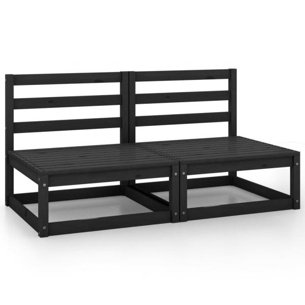 ARDEBO.de - Garten-Mittelsofas 2 Stk. Schwarz Kiefer Massivholz 