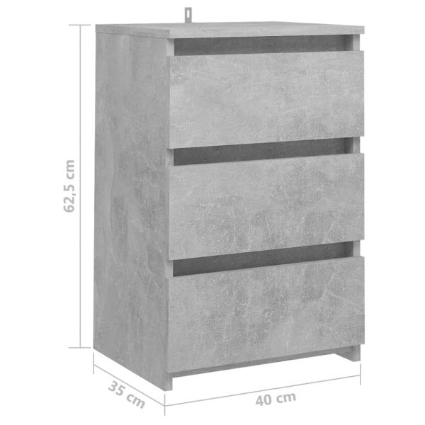 Nachttische 2 Stk. Betongrau 40x35x62,5 cm Holzwerkstoff