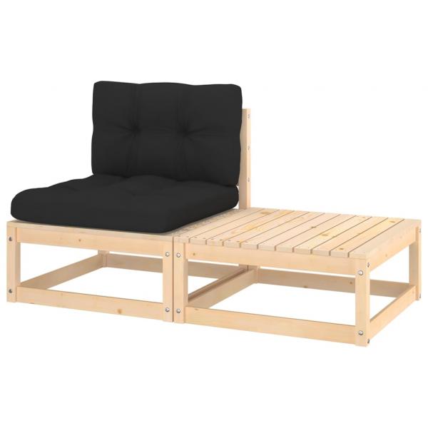 ARDEBO.de - 2-tlg. Garten-Lounge-Set mit Kissen Massivholz Kiefer