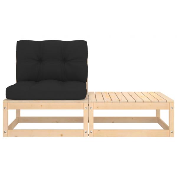 2-tlg. Garten-Lounge-Set mit Kissen Massivholz Kiefer