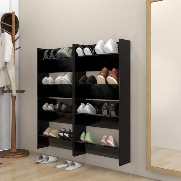 ARDEBO.de - Wand-Schuhschränke 4 Stk. Schwarz 60x18x60 cm Holzwerkstoff