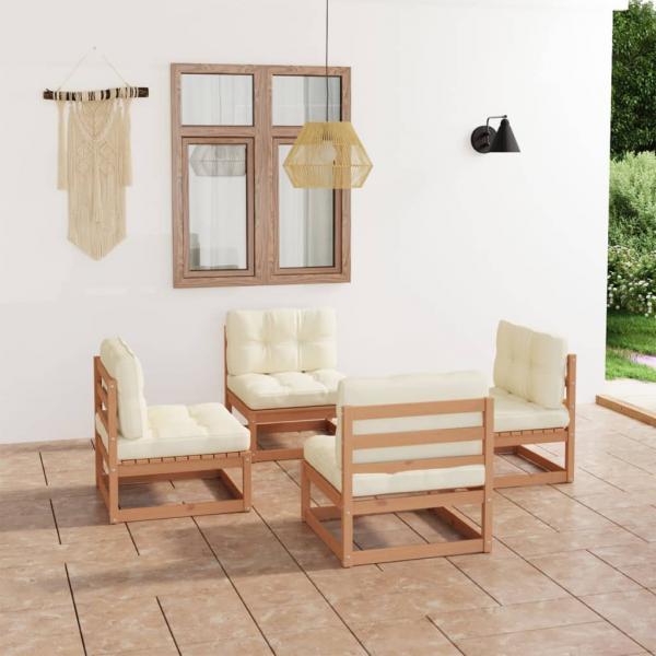 ARDEBO.de - 4-tlg. Garten-Lounge-Set mit Kissen Kiefer Massivholz