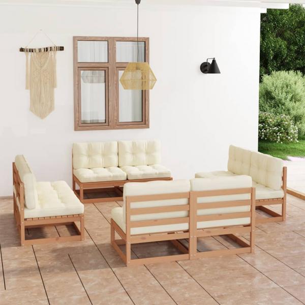 ARDEBO.de - 8-tlg. Garten-Lounge-Set mit Kissen Kiefer Massivholz