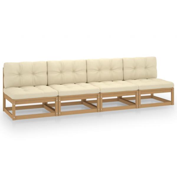 ARDEBO.de - 4-Sitzer-Gartensofa mit Kissen Kiefer Massivholz