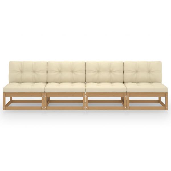 4-Sitzer-Gartensofa mit Kissen Kiefer Massivholz