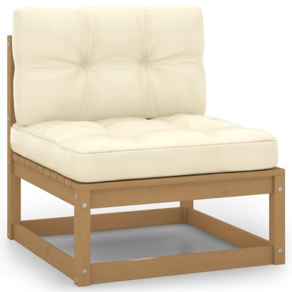 ARDEBO.de - Garten-Mittelsofa mit Creme Kissen Massivholz Kiefer