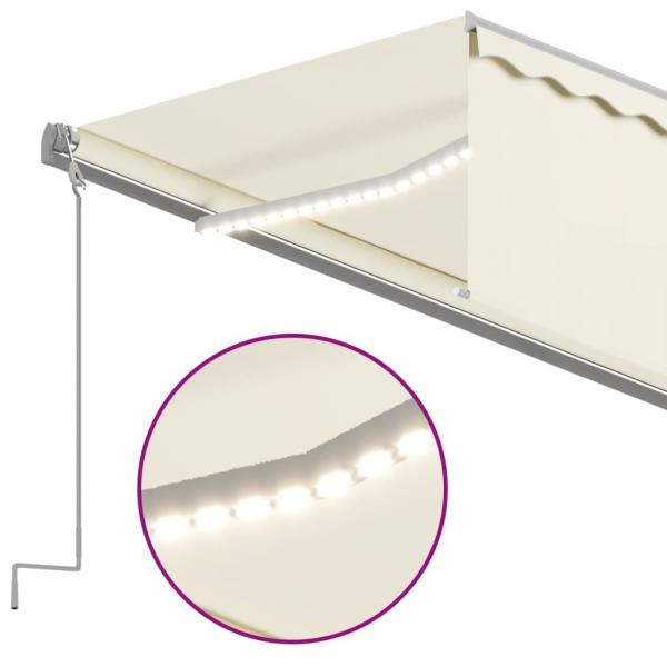 Markise Automatisch mit Rollo LED Windsensor 5x3 m Creme