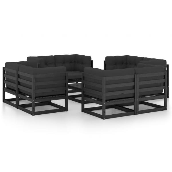 ARDEBO.de - 9-tlg. Garten-Lounge-Set mit Kissen Massivholz Kiefer