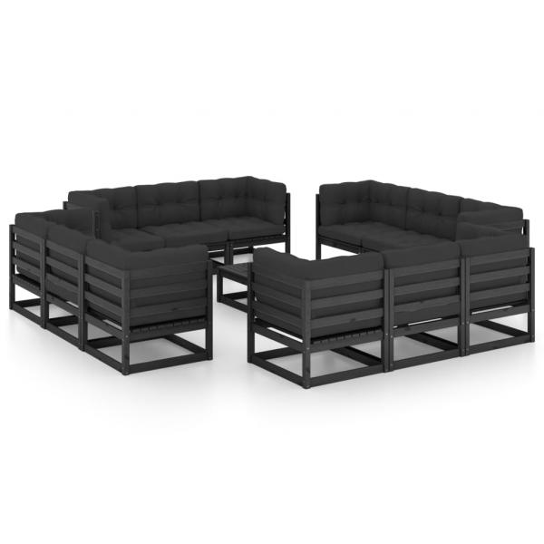 ARDEBO.de - 13-tlg. Garten-Lounge-Set mit Kissen Massivholz Kiefer