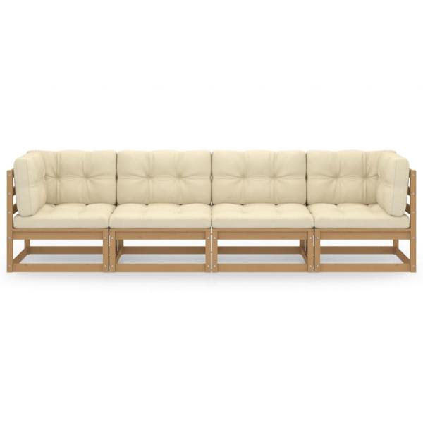 4-Sitzer-Gartensofa mit Kissen Kiefer Massivholz