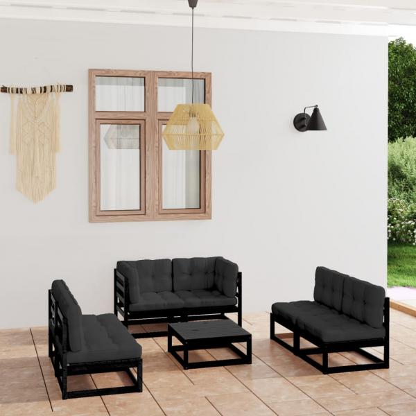 ARDEBO.de - 7-tlg. Garten-Lounge-Set mit Kissen Massivholz Kiefer