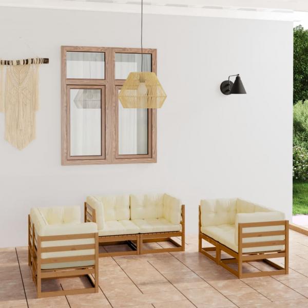 ARDEBO.de - 6-tlg. Garten-Lounge-Set mit Kissen Kiefer Massivholz