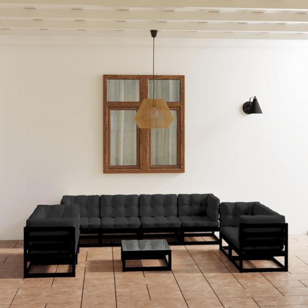 ARDEBO.de - 9-tlg. Garten-Lounge-Set mit Kissen Massivholz Kiefer