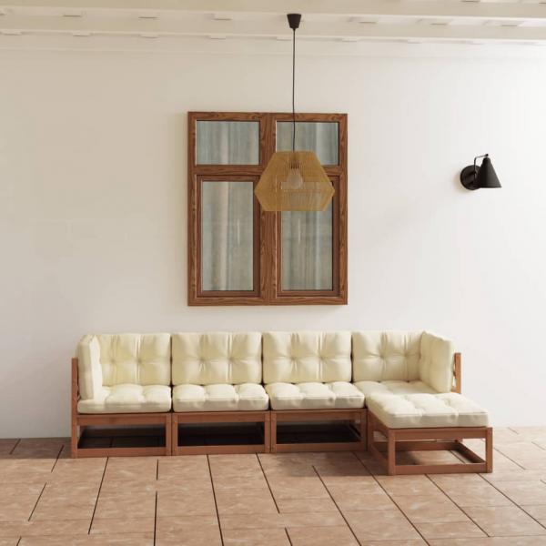 ARDEBO.de - 5-tlg. Garten-Lounge-Set mit Kissen Kiefer Massivholz