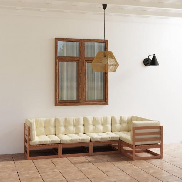 ARDEBO.de - 5-tlg. Garten-Lounge-Set mit Kissen Kiefer Massivholz