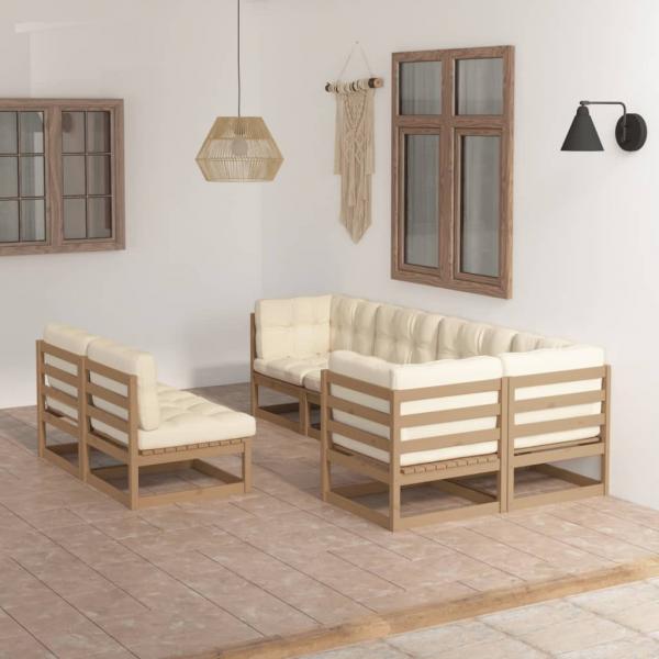 ARDEBO.de - 7-tlg. Garten-Lounge-Set mit Kissen Massivholz Kiefer