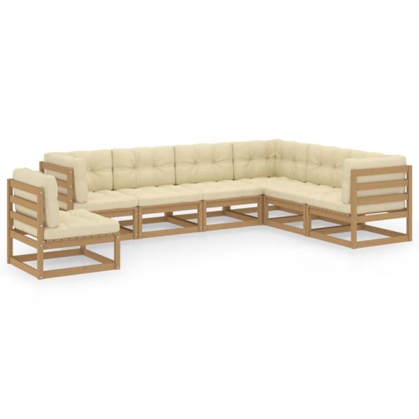 ARDEBO.de - 7-tlg Garten-Lounge-Set mit Kissen Honigbraun Massivholz Kiefer