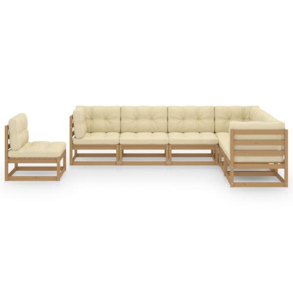 7-tlg Garten-Lounge-Set mit Kissen Honigbraun Massivholz Kiefer