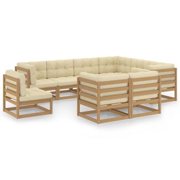 ARDEBO.de - 9-tlg Garten-Lounge-Set mit Kissen Honigbraun Massivholz Kiefer