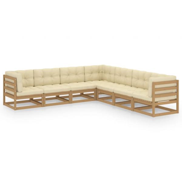 ARDEBO.de - 7-tlg Garten-Lounge-Set mit Kissen Honigbraun Massivholz Kiefer