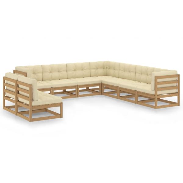 ARDEBO.de - 9-tlg Garten-Lounge-Set mit Kissen Honigbraun Massivholz Kiefer