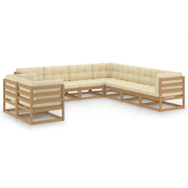 ARDEBO.de - 9-tlg Garten-Lounge-Set mit Kissen Honigbraun Massivholz Kiefer