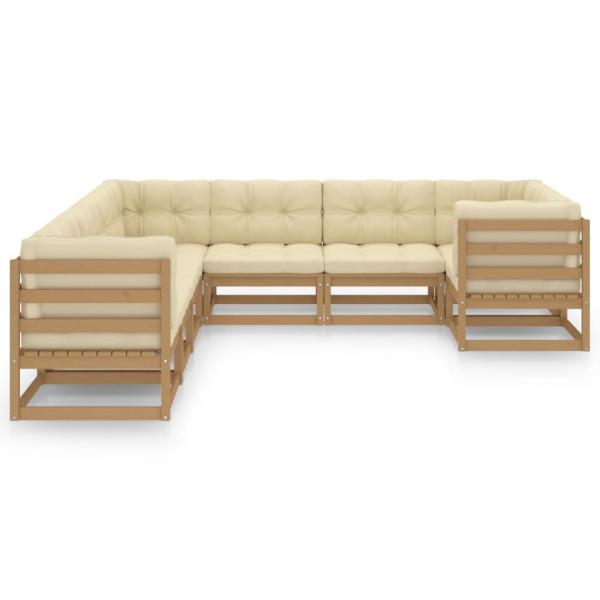 8-tlg Garten-Lounge-Set mit Kissen Honigbraun Massivholz Kiefer