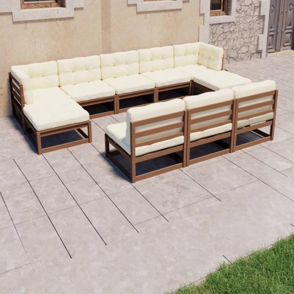 ARDEBO.de - 8-tlg Garten-Lounge-Set mit Kissen Honigbraun Massivholz Kiefer