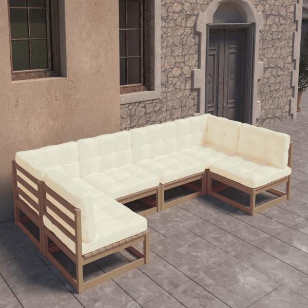 ARDEBO.de - 6-tlg Garten-Lounge-Set mit Kissen Honigbraun Massivholz Kiefer