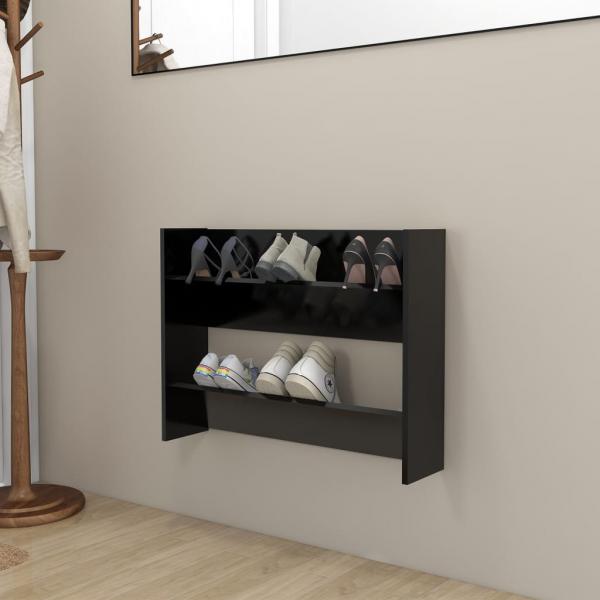 ARDEBO.de - Wand-Schuhschrank Schwarz 80x18x60 cm Holzwerkstoff