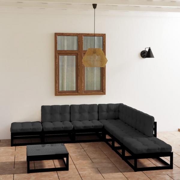 ARDEBO.de - 8-tlg. Garten-Lounge-Set mit Kissen Kiefer Massivholz