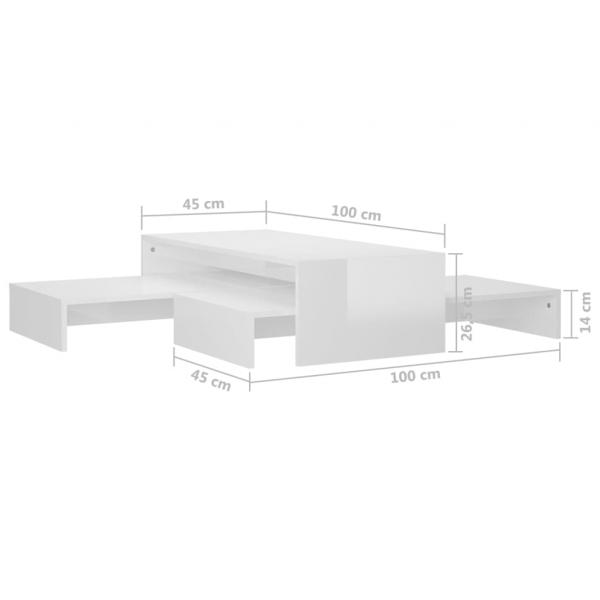 Satztisch-Set Hochglanz-Weiß 100x100x26,5 cm