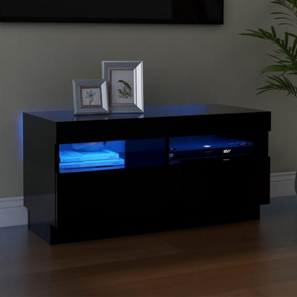 ARDEBO.de - TV-Schrank mit LED-Leuchten Schwarz 80x35x40 cm