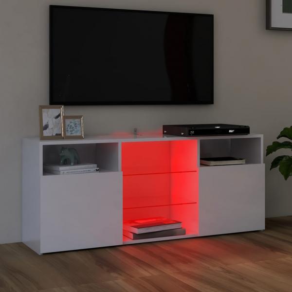 TV-Schrank mit LED-Leuchten Hochglanz-Weiß 120x30x50 cm