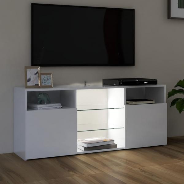 TV-Schrank mit LED-Leuchten Hochglanz-Weiß 120x30x50 cm