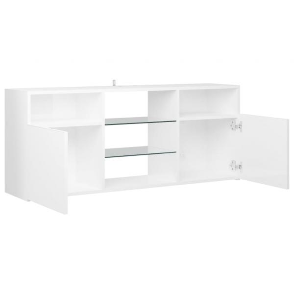 TV-Schrank mit LED-Leuchten Hochglanz-Weiß 120x30x50 cm