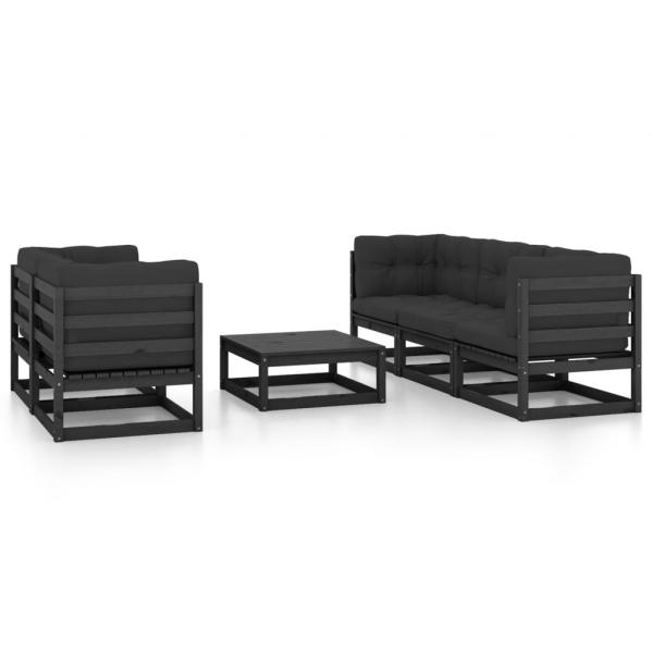 ARDEBO.de - 6-tlg. Garten-Lounge-Set mit Kissen Kiefer Massivholz