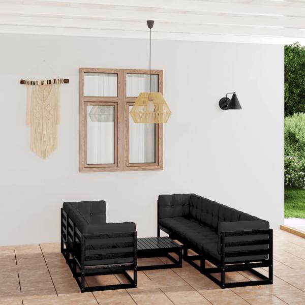 ARDEBO.de - 8-tlg. Garten-Lounge-Set mit Kissen Kiefer Massivholz