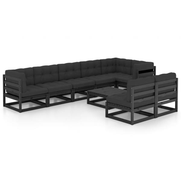 ARDEBO.de - 9-tlg. Garten-Lounge-Set mit Kissen Massivholz Kiefer